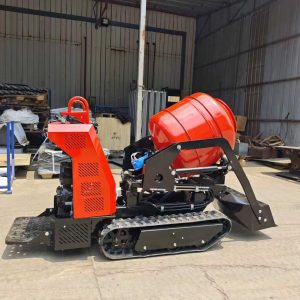 HONGTAI HT-CM300 300L self-loading tracked concrete mixer in the factory workshop
